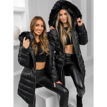 Černá dámská prodloužená prošívaná zimní bunda s kapucí kabát Bolf 5M3162A - XL