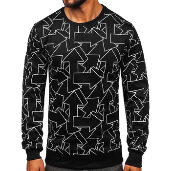 Pánská mikina Černá pánská mikina bez kapuce s potiskem Bolf 8B1111 - 2XL