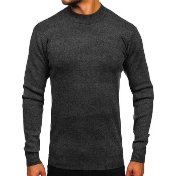 Pánský svetr Grafitový pánský propínací rolák basic Bolf S8727 - M