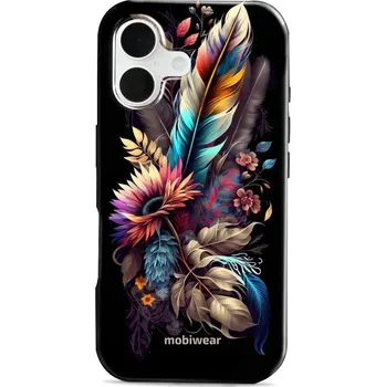 Pouzdro na mobilní telefon Odolný obal Mobiwear Elite Pro - Apple iPhone 16 - E011E Kytice s pírkem (Odolné pouzdro, obal kryt Mobiwear Elite Pro - maximální ochrana mobilu, zesílené hrany, přesné výřezy, pohodlné držení, odolná grafika, kvalitní materiály)