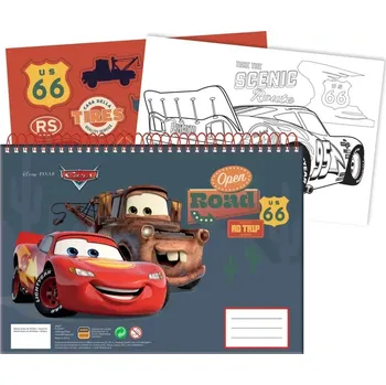 samolepka Disney Cars Spirálový skicák Cars A/4 se 40 listy a samolepkami