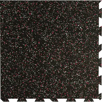 Venkovní dlažba Černo-bílo-červená gumová modulová puzzle dlažba (roh) FLOMA IceFlo SF1100 - 100 x 100 x 1,6 cm