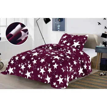Povlečení 2dílné mikroplyšové povlečení WARM hvězda VÍNOVÁ