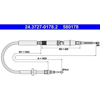 Brzdový systém Tažné lanko, parkovací brzda ATE 24.3727-0178.2