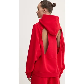 Dámská mikina Bavlněná mikina K+LUSHA dámská, červená barva, s kapucí, hladká, KLW55001TJF01PX 33X, vel. M