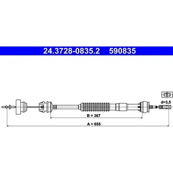 Spojkové lanko Tažné lanko, ovládání spojky ATE 24.3728-0835.2