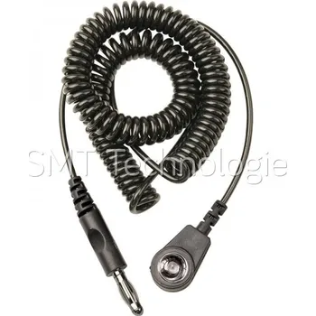 ESD Spirálový uzemňovací kabel, 10mm/banánek, 1,0m, černý, 230115 - 100105389
