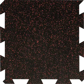 Venkovní dlažba Černo-červená gumová modulová puzzle dlažba (okraj) FLOMA FitFlo SF1050 - 50 x 50 x 1 cm