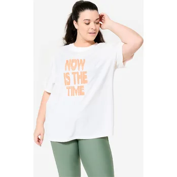 DOMYOS Dámské fitness oversize tričko L BÍLÁ