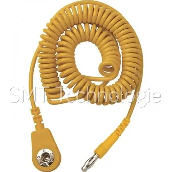 ESD Spirálový uzemňovací kabel, 4mm/banánek, 2,0m, žlutý, 230170 - 100105397