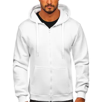 Pánská mikina Bílá pánská silná mikina na zip s kapucí Bolf 2008 - XL