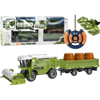 RC model auta Mamido Kombajn zemědělský stroj na obilí RC dálkově ovládaný s přívěsem zelený