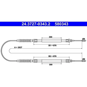 Lanko parkovací brzdy Tažné lanko, parkovací brzda ATE 24.3727-0343.2