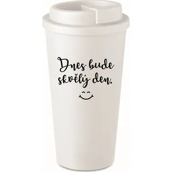 Termohrnek DNES BUDE SKVĚLÝ DEN. - bílý termohrnek 475 ml uni