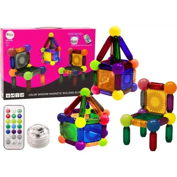 Modelovací hmota LEAN Toys Sada magnetických bloků s osvětlením, 32 ks