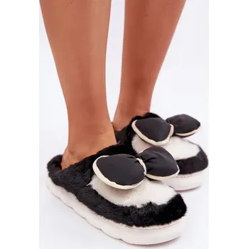 Dámské pantofle Kožešinové Pantofle S Mašlí Grilis Barva: Černá, Velikost: 40/41