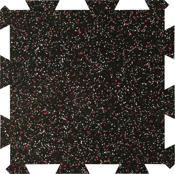 Venkovní dlažba Černo-bílo-červená gumová modulová puzzle dlažba (střed) FLOMA FitFlo SF1050 - 50 x 50 x 0,8 cm