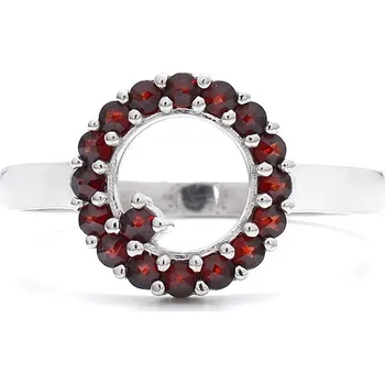 Prsten Stříbrný prsten s českým granátem Leya - 51, Rhodiování