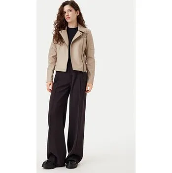 Dámská casual bunda Noisy May Bunda z imitace kůže Rebel 27000741 Béžová Slim Fit XS