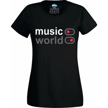 Dámské tričko Dámské tričko Hudba ON Problémy OFF (Velikost: M, Barva: Černá)