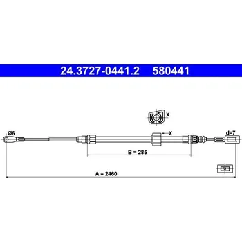 Lanko parkovací brzdy Tažné lanko, parkovací brzda ATE 24.3727-0441.2