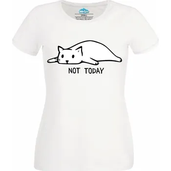 Dámské tričko Dámské tričko Líná Kočka Not today (Velikost: XS, Barva: Bílá)