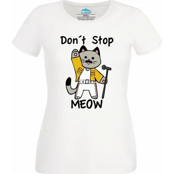 Dámské tričko Freddie Meowcury Cat (Velikost: 4XL, Barva: Bílá)