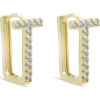 Náušnice biju Náušnice pozlacené 14k ve tvaru "T" se zirkony 1003382