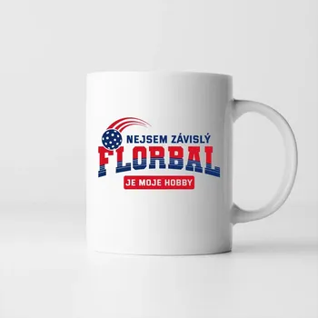 Žertovný předmět Nejsem závislý - florbal je moje hobby - hrnek s potiskem