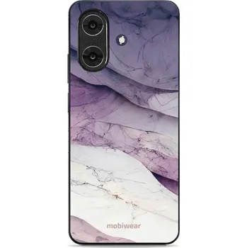 Pouzdro na mobilní telefon Lesklý kryt Mobiwear Glossy - Realme Note 60 - G028G - Bílý a fialový mramor (Prémiové lesklé pouzdro, obal, kryt Mobiwear Glossy na mobil Realme Note 60 - G028G - Bílý a fialový mramor, materiál Plast + TPU silikon - krytí po všech stranách, neošoupateln