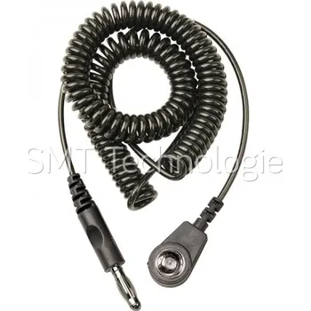 ESD Spirálový uzemňovací kabel, 4mm/banánek, 2,4m, černý - 100105398