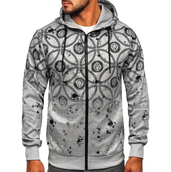 Pánská mikina Šedá pánská mikina na zip s kapucí Bolf 27B8122 - 2XL