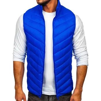 Pánská vesta Modrá pánská prošívaná vesta Bolf 13073 - L