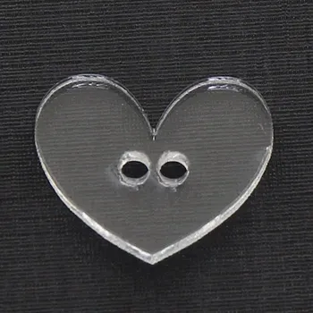 Knoflík Naše galanterie Plastový knoflík průhledný, srdce 2 cm