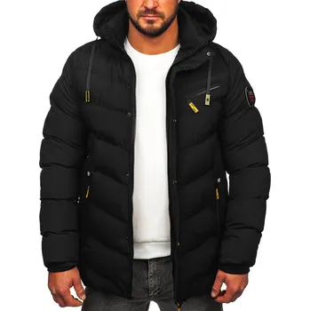 Pánský kabát Černá pánská dlouhá prošívaná zimní bunda Bolf 22M59 - S