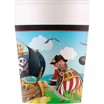 Party dekorace Procos Pirátská party Pirátský ostrov - Kelímky 200 ml 8 ks