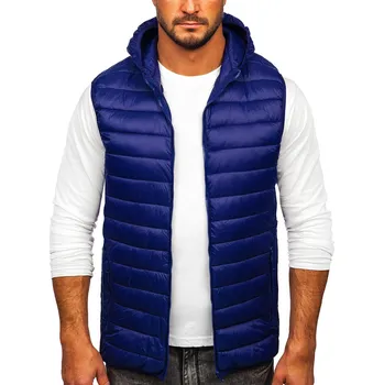 Pánská vesta Tmavě modrá pánská prošíváná vesta s kapucí Bolf LY36 - XL