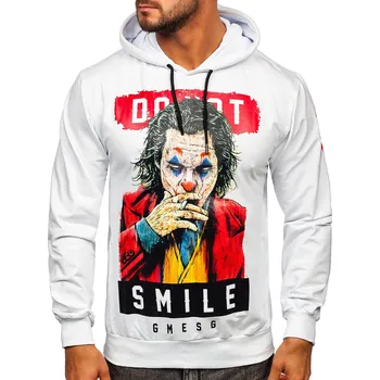 Pánská mikina Bílá pánská mikina s kapucí a potiskem Bolf 6384 - S