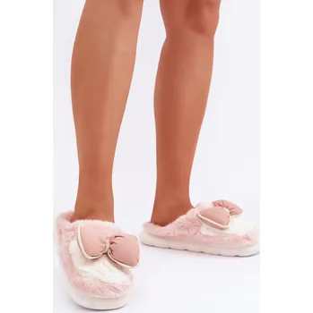 Dámské pantofle Kožešinové Pantofle S Mašlí Grilis Barva: Růžová, Velikost: 38/39