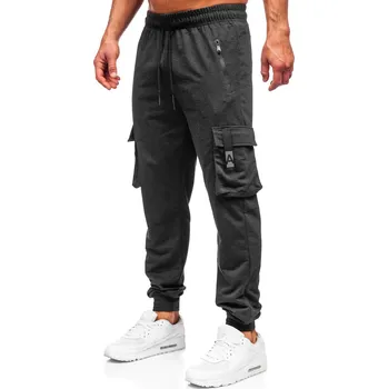 Pánské oblečení Grafitové pánské jogger teplákové kapsáčé Bolf JX6362 - 2XL