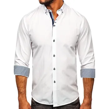 Pánská košile Bílá pánská elegantní košile s dlouhým rukávem Bolf 5796-1 - XL