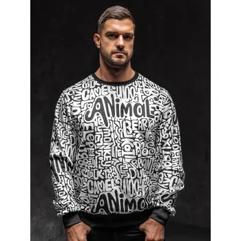 Pánská mikina Černo-bílá pánská mikina bez kapuce s potiskem Bolf 8B1131A1 - XL