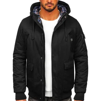 Pánská parka Černá silná pánská zimní bavlněná bunda Bolf 1890 - M