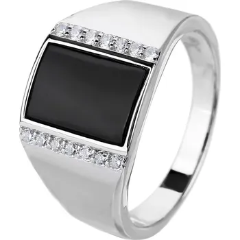 Prsten Bealio Stříbrný pečetní prsten ELEGANTNÍ se zirkony Velikost prstenu: 65 03-07742-3237