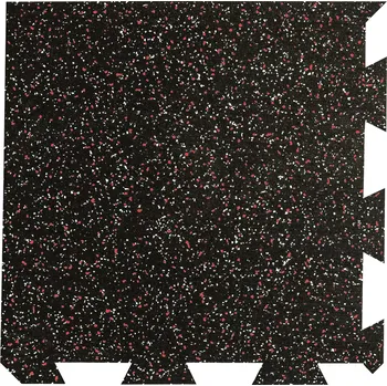 Černo-bílo-červená gumová modulová puzzle dlažba (roh) FLOMA FitFlo SF1050 - 50 x 50 x 1 cm