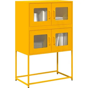 Policová skříň vidaXL Skříň highboard 68x39x107 cm ocel [853348] Barva: horčicově žlutá