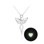 2528 MINET Svítící stříbrný náhrdelník ANDĚL s bílými zirkony Délka: 45