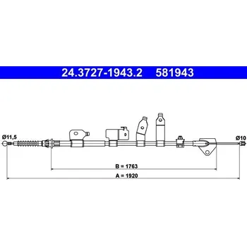 Lanko parkovací brzdy Tažné lanko, parkovací brzda ATE 24.3727-1943.2