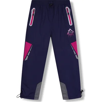 Dívčí kalhoty Dívčí šusťákové kalhoty, zateplené - KUGO DK8235, tmavě modrá / růžové zipy Barva: Modrá tmavě, Velikost: 128