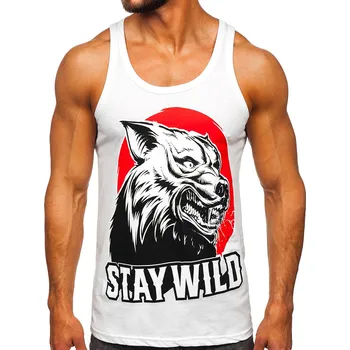 Pánské oblečení Bílé pánské tílko s potiskem tank top Bolf 143029 - XL